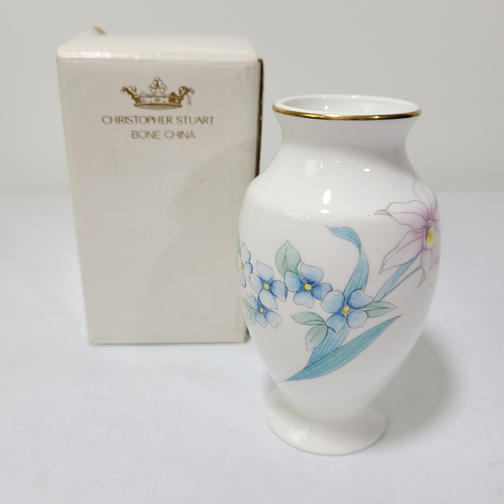 Christopher Stuart Bone China Floral Bud Vase